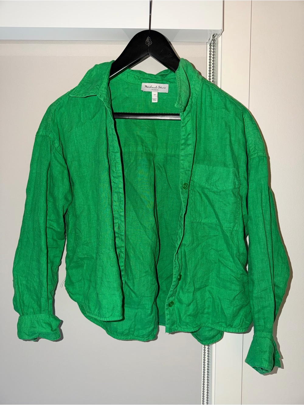 Michael Stars Bright Green Linen Button-Front Jacket